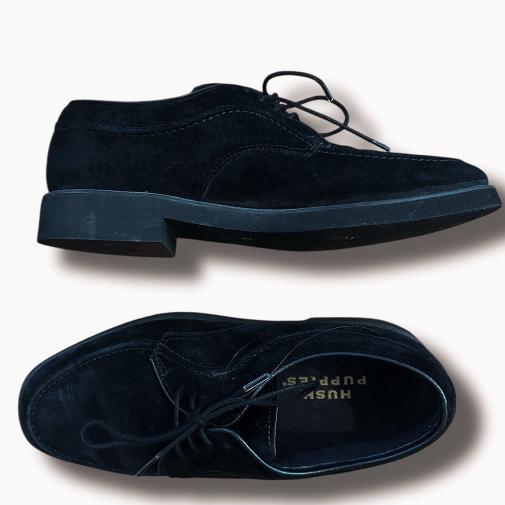 Hush Puppies Black Suede Lace-Up Flats